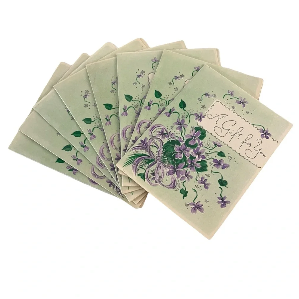 8 Unused Vintage Greeting Card A Gift for You Blank Notes Floral